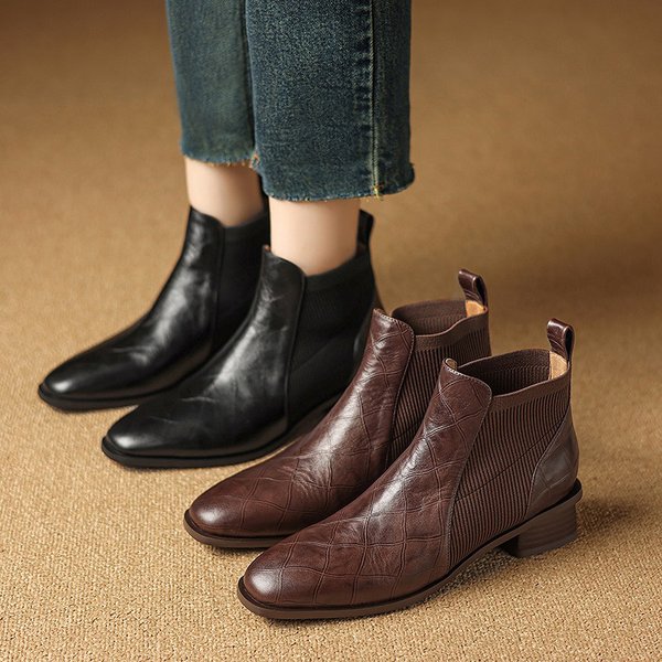 CHIKO Adara Round Toe Block Heels Ankle Boots