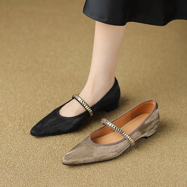CHIKO Betha Pointy Toe Block Heels Mary Jane Shoes