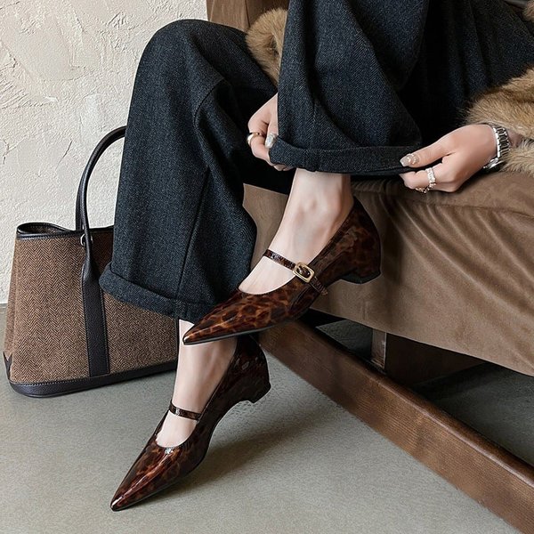 CHIKO Brigid Pointy Toe Block Heels Mary Jane Shoes