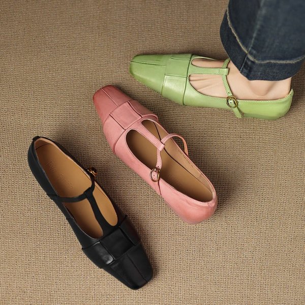 CHIKO Briseida Square Toe Block Heels T-Strap Shoes