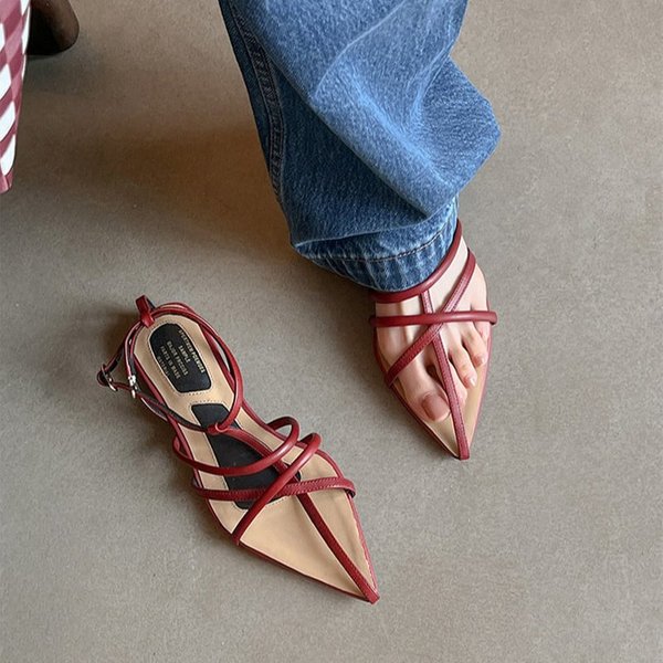 CHIKO Callias Pointy Toe Block Heels Flats Sandals