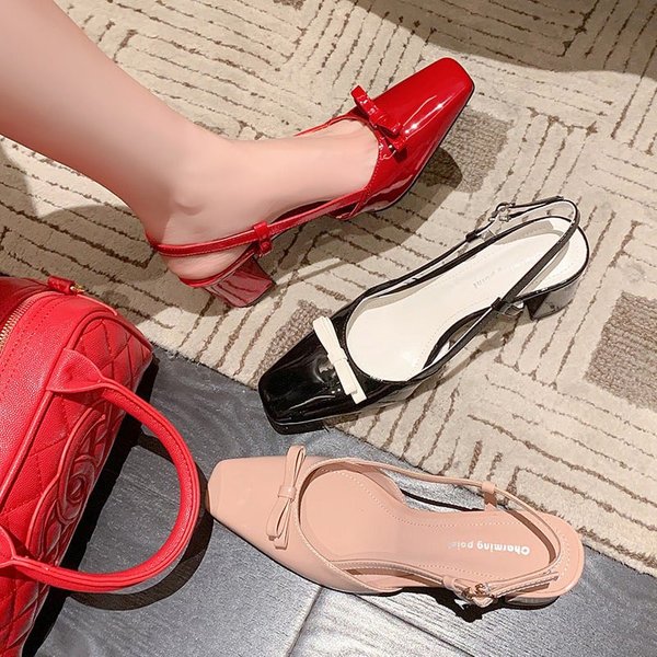 CHIKO Capricorn Square Toe Chunky Heels Slingback Shoes