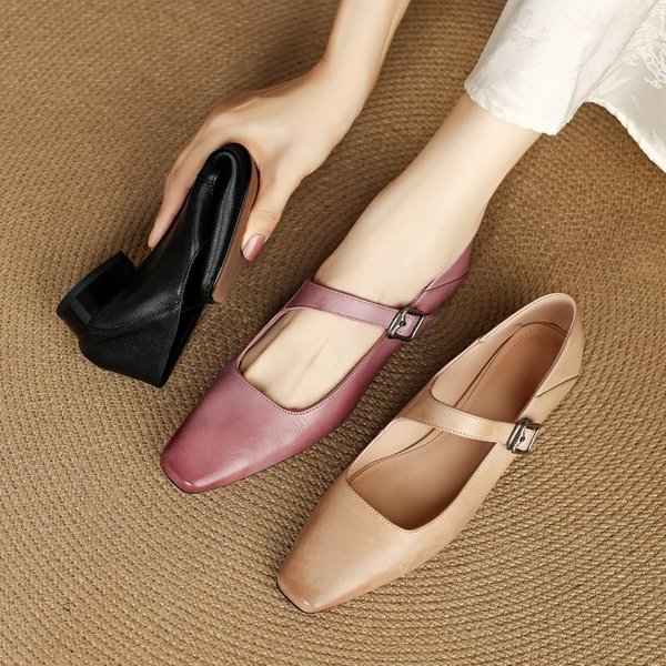 CHIKO Chastity Square Toe Block Heels Mary Jane Shoes