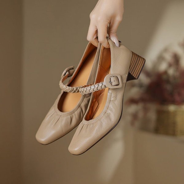 CHIKO Chaeli Pointy Toe Block Heels Mary Jane Shoes