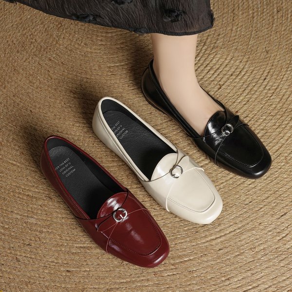 CHIKO Christy Square Toe Block Heels Loafers Shoes