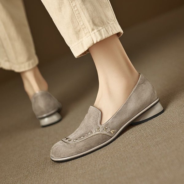 CHIKO Clothilde Round Toe Block Heels Loafers Shoes