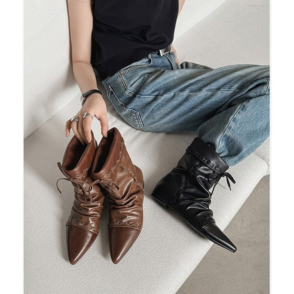 CHIKO Corentine Pointy Toe Wedge Ankle Boots | Women Shoes, Boots, Slouchy, Ruched Shoes, Bow, Slouchy
