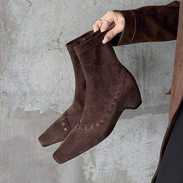 CHIKO Creda Square Toe Block Heels Ankle Boots | Women Shoes, Boots, Woven