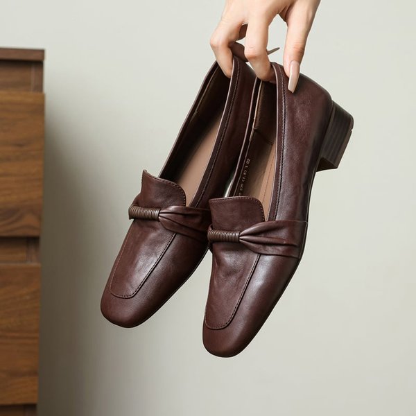 CHIKO Cong Square Toe Block Heels Loafers Shoes