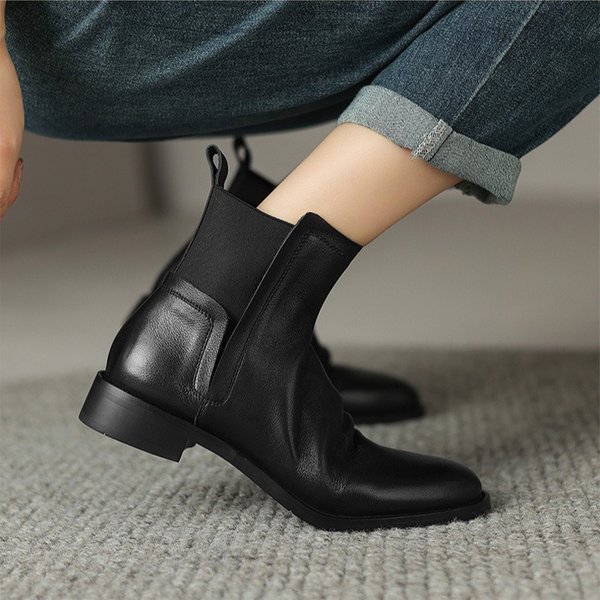 CHIKO Daloris Round Toe Block Heels Ankle Boots