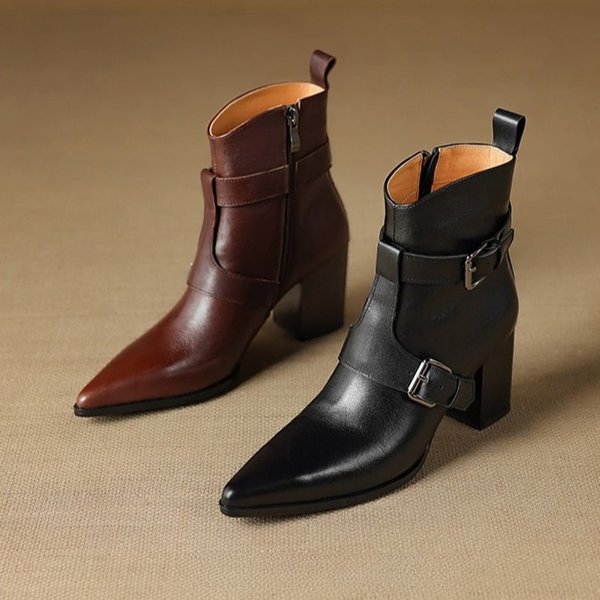 CHIKO Dana Pointy Toe Block Heels Ankle Boots