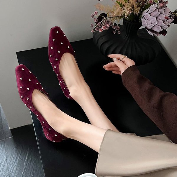 CHIKO Dominique Square Toe Block Heels Studded Pumps Shoes