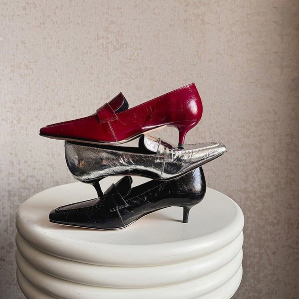 CHIKO Dorelia Square Toe Kitten Heels Minimalist Loafers Shoes