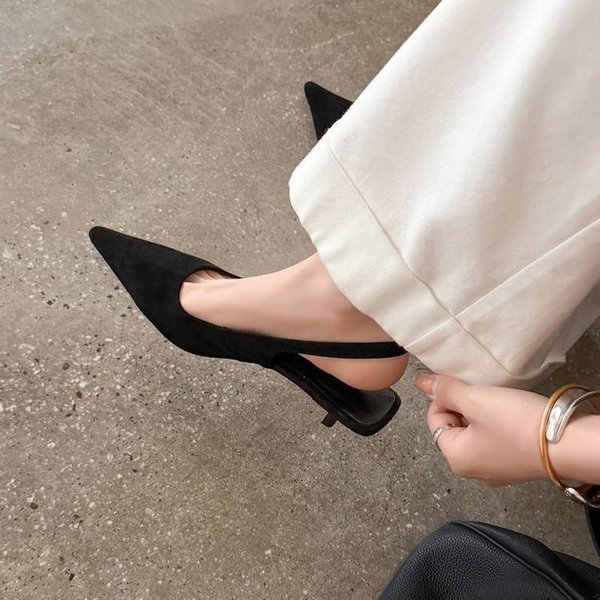 CHIKO Edita Pointy Toe Kitten Heels Slingback Shoes