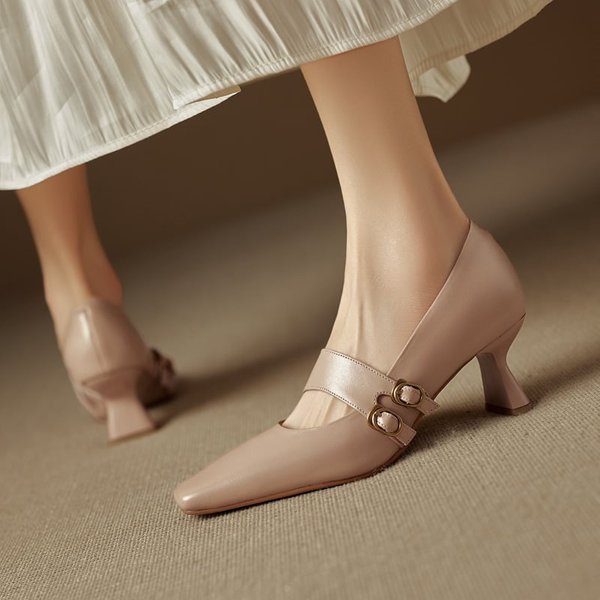 CHIKO Dusty Square Toe Chunky Heels Mary Jane Shoes