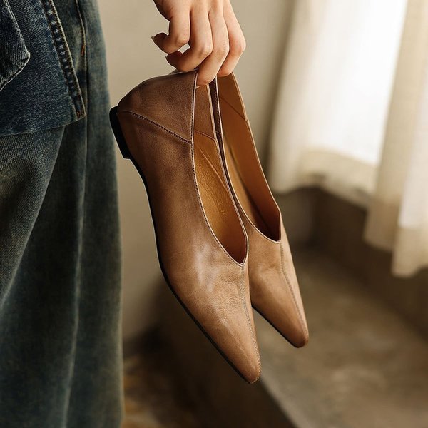 CHIKO Etheline Minimalist Pointy Toe High-Vamp Flats