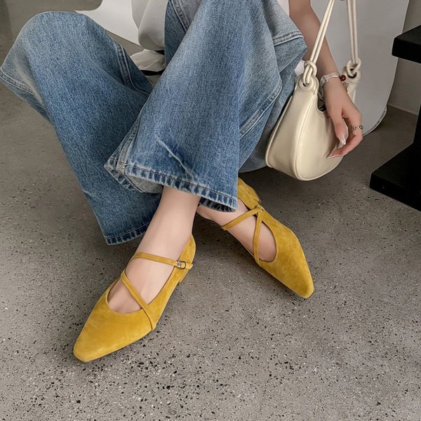 CHIKO Estelle Pointy Toe Block Heels Mary Jane Shoes