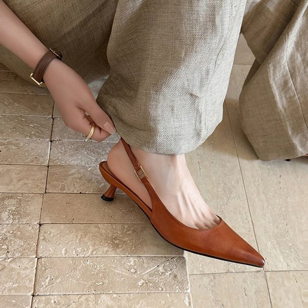 CHIKO Gabriela Pointy Toe Kitten Heels Slingback Shoes
