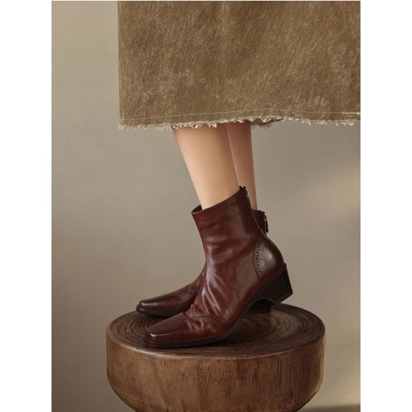 CHIKO Germain Square Toe Block Heels Ankle Boots