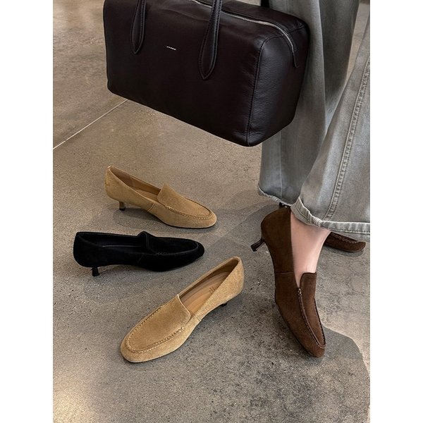 CHIKO Gera Round Toe Kitten Heels Loafers Shoes