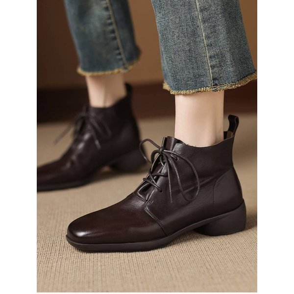 CHIKO Gillie Square Toe Block Heels Ankle Boots