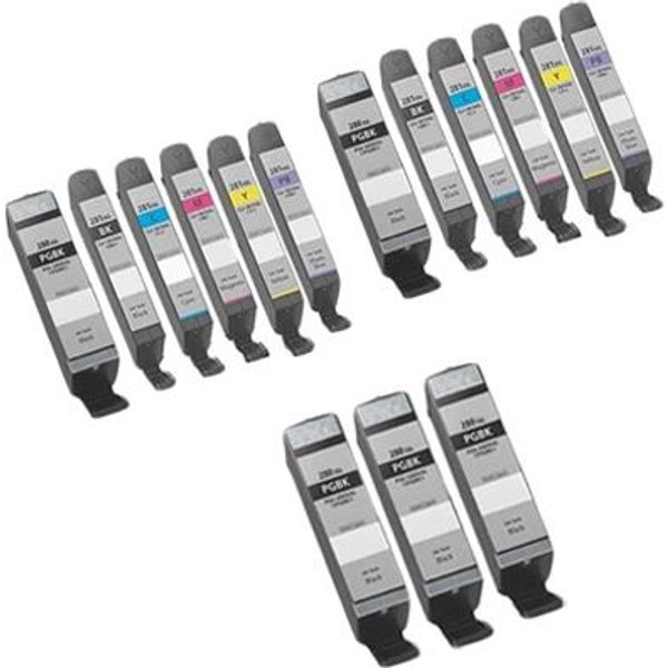 Compatible Canon PGI-280XXL/CLI-281XXL 2 Full Sets (Incl Photo Blue) + 3 EXTRA Black Inkjet Cartridges (15 Pack) Multipack