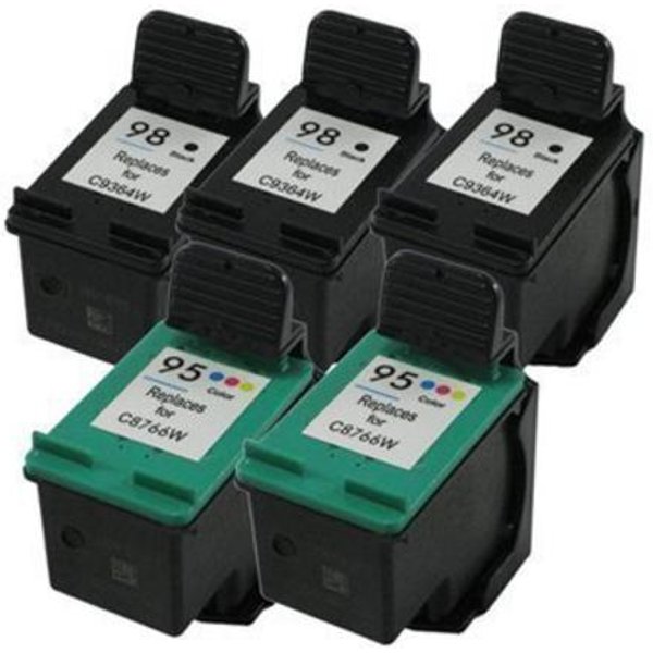 Compatible HP 95/98 2 Full set + 1 EXTRA Black Ink Cartridges (5 Pack) Multipack