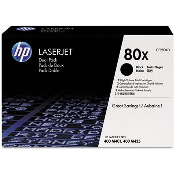 HP 80X Black Original High Capacity Toner Cartridges (Twin Pack)