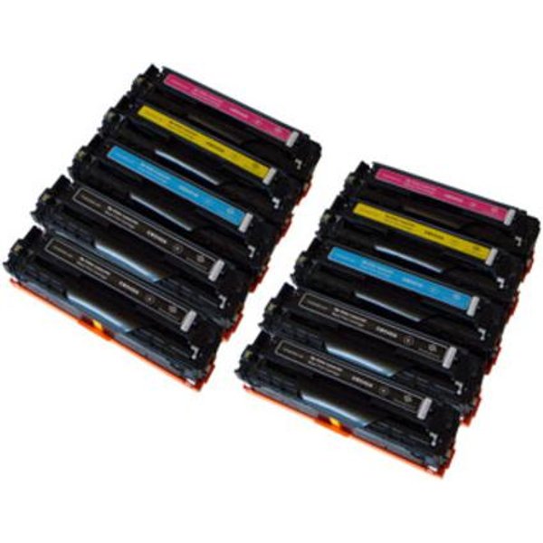 Compatible HP CB540A/43A 2 Full Sets + 2 EXTRA Black Toner Cartridges (10 Pack) Multipack