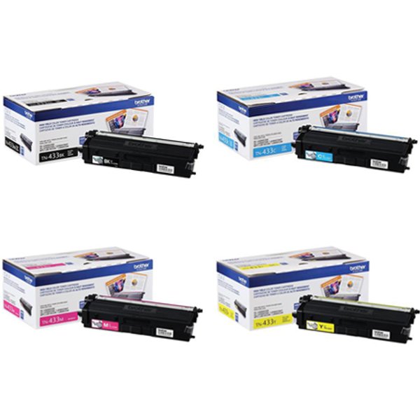 Brother TN433BK/C/M/Y Full Set Original High Capacity Toner Cartridges (4 Pack)