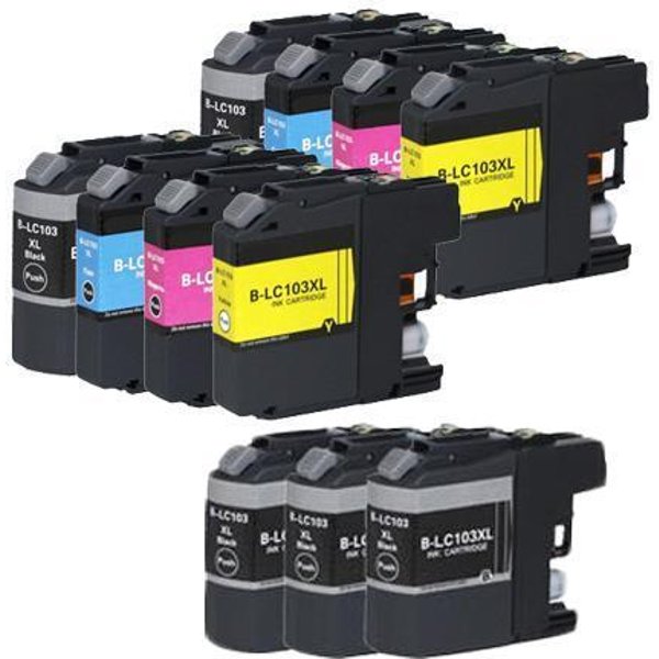 Compatible Brother LC103BK/C/M/Y 2 Full Sets + 3 EXTRA Black Ink Cartridges (11 Pack) Multipack