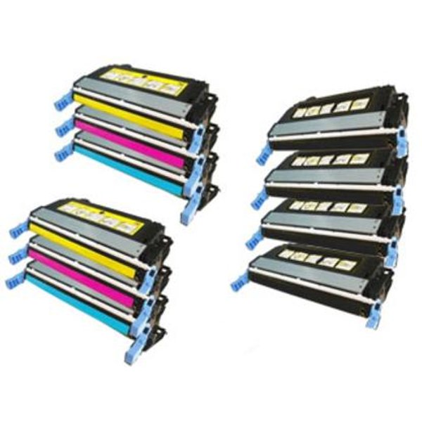 Compatible HP Q5950A/53A 2 Full Sets + 2 EXTRA Black Toner Cartridges (10 Pack) Multipack