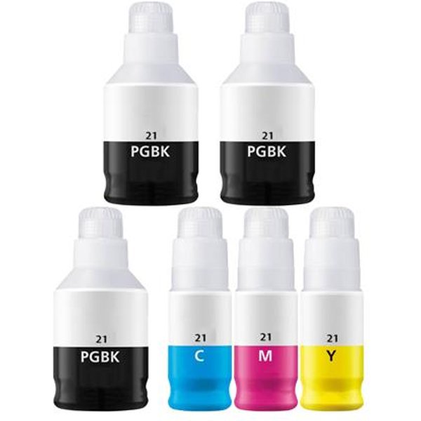 3 X Canon Black GI-21BK And 1 X Color Set Canon GI-21C/M/Y Compatible Ink Bottles