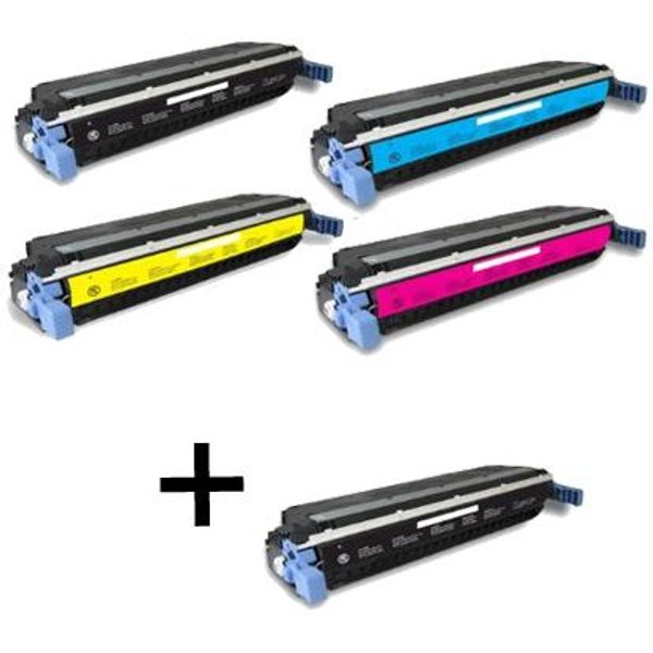 Compatible HP C9730A/33A Full Set + 1 EXTRA Black Toner Cartridges (5 Pack) Multipack