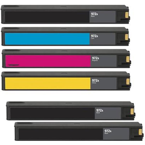 Compatible HP 972A BK/C/M/Y Full set + 2 EXTRA Black Standard Capacity Ink Cartridges (6 Pack) Multipack