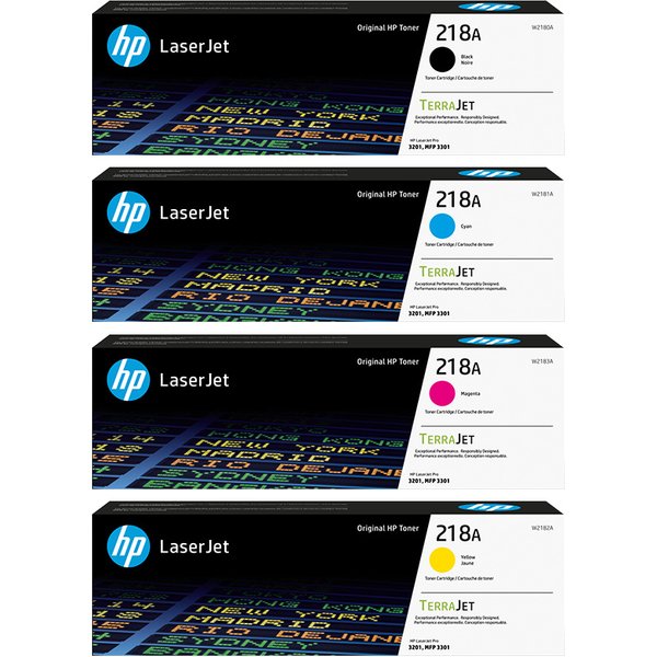 1 Full Set HP 218A BK/C/M/Y Original Standard Yield Toner Cartridges