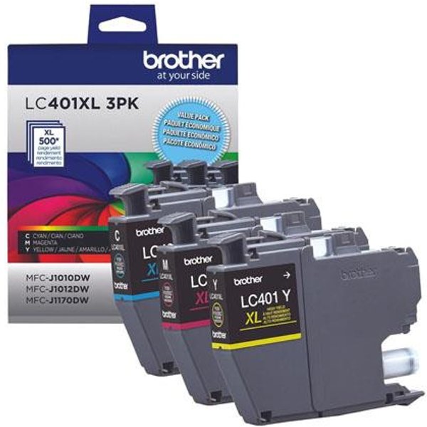 Brother LC401XL3PKS Color Original High Yield Ink Cartridge Multipack - 3 Pack