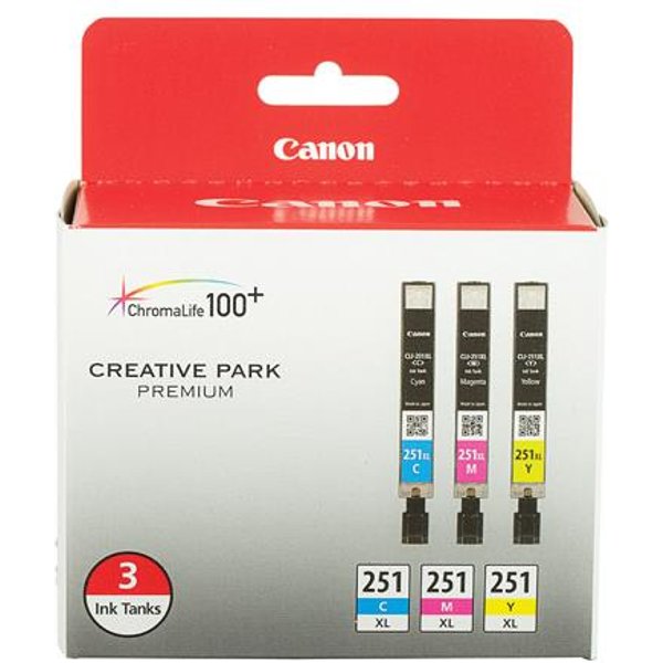 Canon CLI-251XL Color Original High Capacity Ink Cartridge (Cyan/Magenta/Yellow) - 3 Pack
