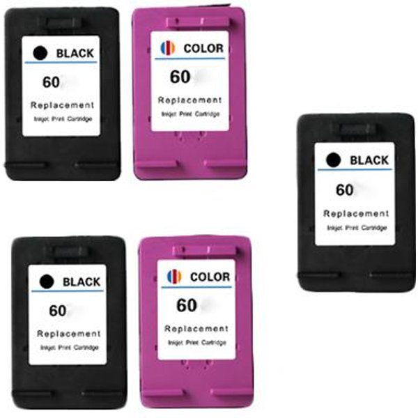 Compatible HP 60 2 Full set + 1 EXTRA Black Ink Cartridges (5 Pack) Multipack