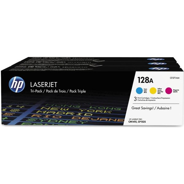 HP 128A Cyan/Yellow/Magenta Original Toner Cartridges (3 Pack)