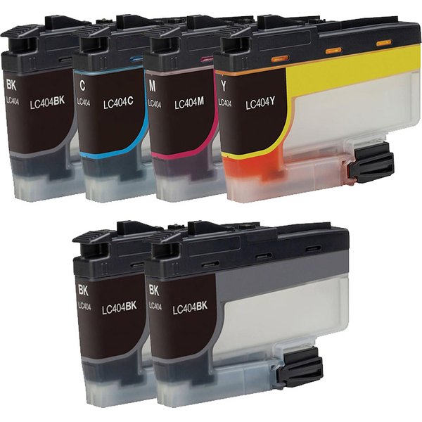 Compatible Brother LC404 BK/Y Full Set + 2 EXTRA Black Standard Capacity Ink Cartridges (6 Pack)