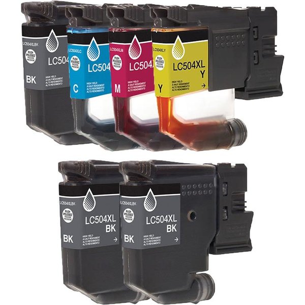 Compatible Brother LC504XLBK/C/M/Y Full Set + 2 EXTRA Black High Yield Ink Cartridges (6 Pack)