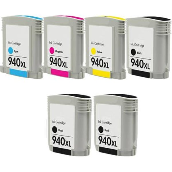 Compatible HP 940XL Full Sets + 2 EXTRA Black Ink Cartridges (6 Pack) Multipack