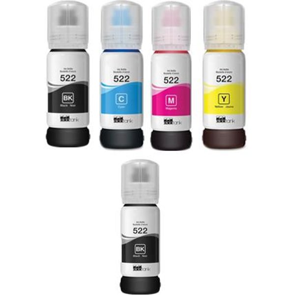 Compatible Epson T5221/24 Full Set + 1 EXTRA Black Ink Bottles (5 Pack) Multipack