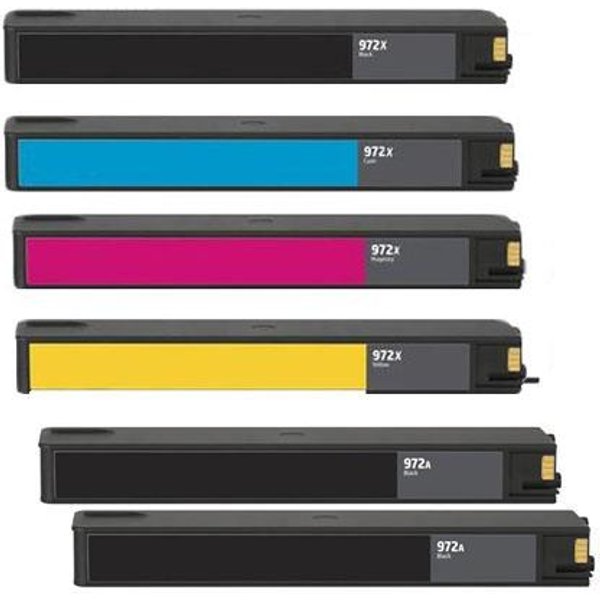 Compatible HP 972X BK/C/M/Y Full set + 2 EXTRA Black High Yield Ink Cartridges (6 Pack) Multipack