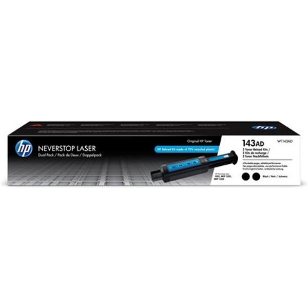 HP 143AD (W1143AD) Black Original Toner Reload Kit (Twin Pack)