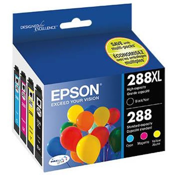 Epson 288XL (T288XL-BCS) Black and Color Original DURABrite Ultra High Capacity Ink Cartridge