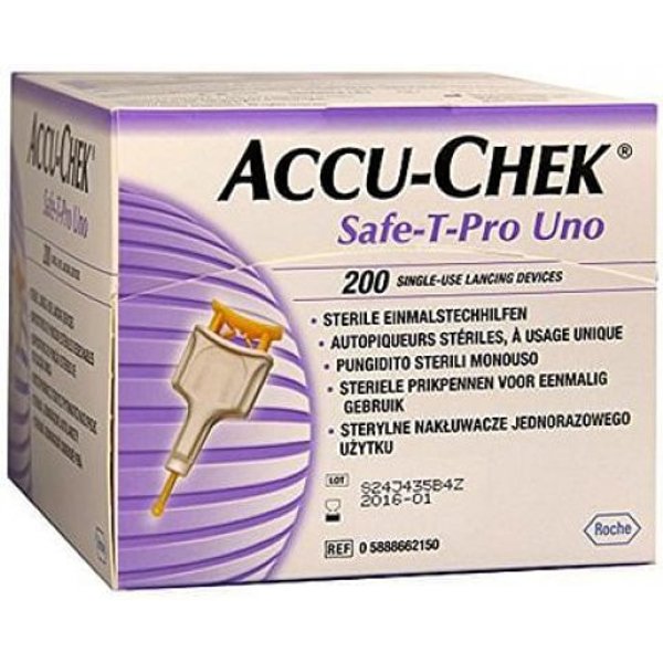 Roche accu-chek safe t-pro uno pungidito sterile 200pezzi