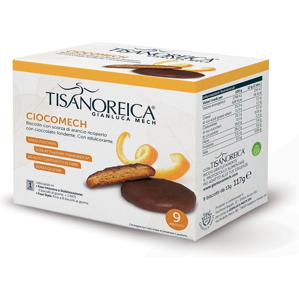 Tisanoreica ciocomech biscotto al cioccolato e arancia 9 biscotti 13g
