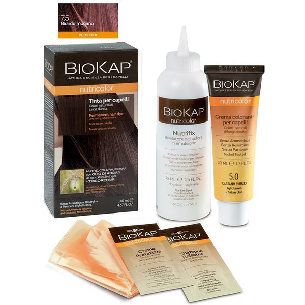 Biokap nutricolor 7,5 new biondo mogano tinta tubo + flacone